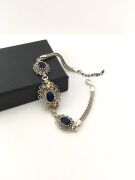 GÜMÜŞ SAFİR TAŞLI TUĞRALI BİLEKLİK