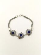 GÜMÜŞ SAFİR TAŞLI TUĞRALI BİLEKLİK