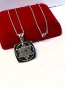 GÜMÜŞ SİYAH ZİRKON TAŞLI MÜHRÜ SÜLEYMAN ERKEK KOLYE