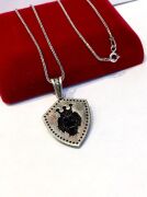 GÜMÜŞ SİYAH ZİRKON TAŞLI ASLAN KRAL ERKEK KOLYE