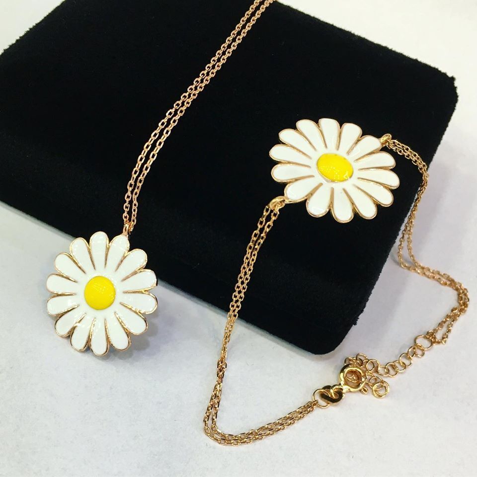 925 AYAR GÜMÜŞ ROSE PAPATYA KOLYE VE BİLEKLİK