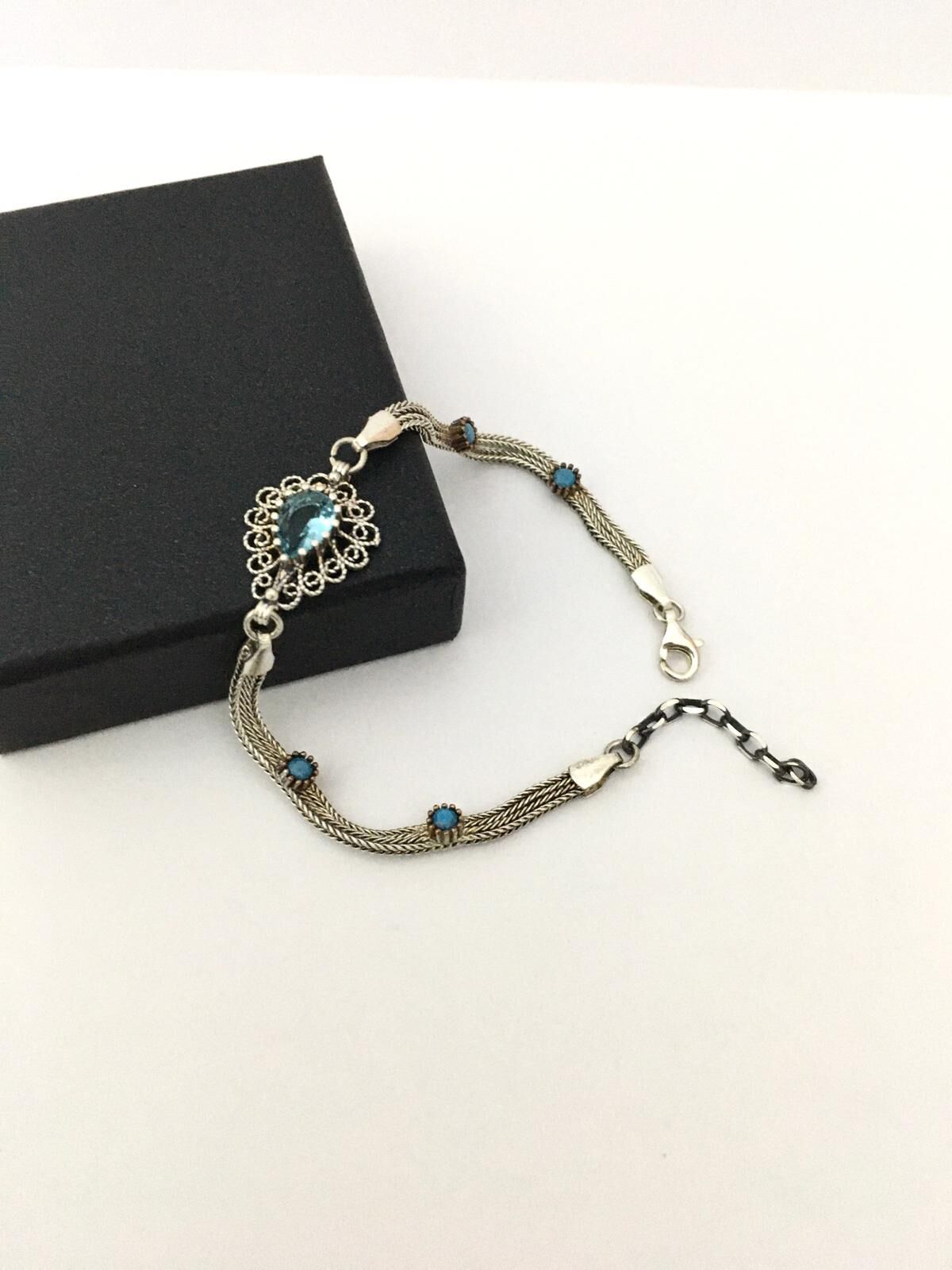 GÜMÜŞ TURKUAZ TAŞLI BİLEKLİK