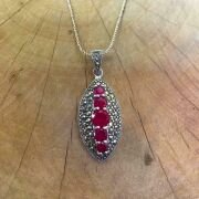 GÜMÜŞ MARKAZİT VE KÖK YAKUT TAŞLI KOLYE