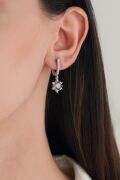 GÜMÜŞ MİSTİK TOPAZ TAŞLI LOTUS ÇİÇEĞİ KÜPE