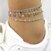 GÜMÜŞ ÜÇ SIRALI ZİRKON TAŞLI MİKS  PULLU Tiffany HALHAL