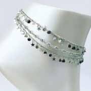 GÜMÜŞ ÜÇ SIRALI ZİRKON TAŞLI MİKS  PULLU Tiffany HALHAL