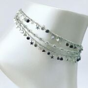 GÜMÜŞ ÜÇ SIRALI ZİRKON TAŞLI MİKS  PULLU Tiffany HALHAL