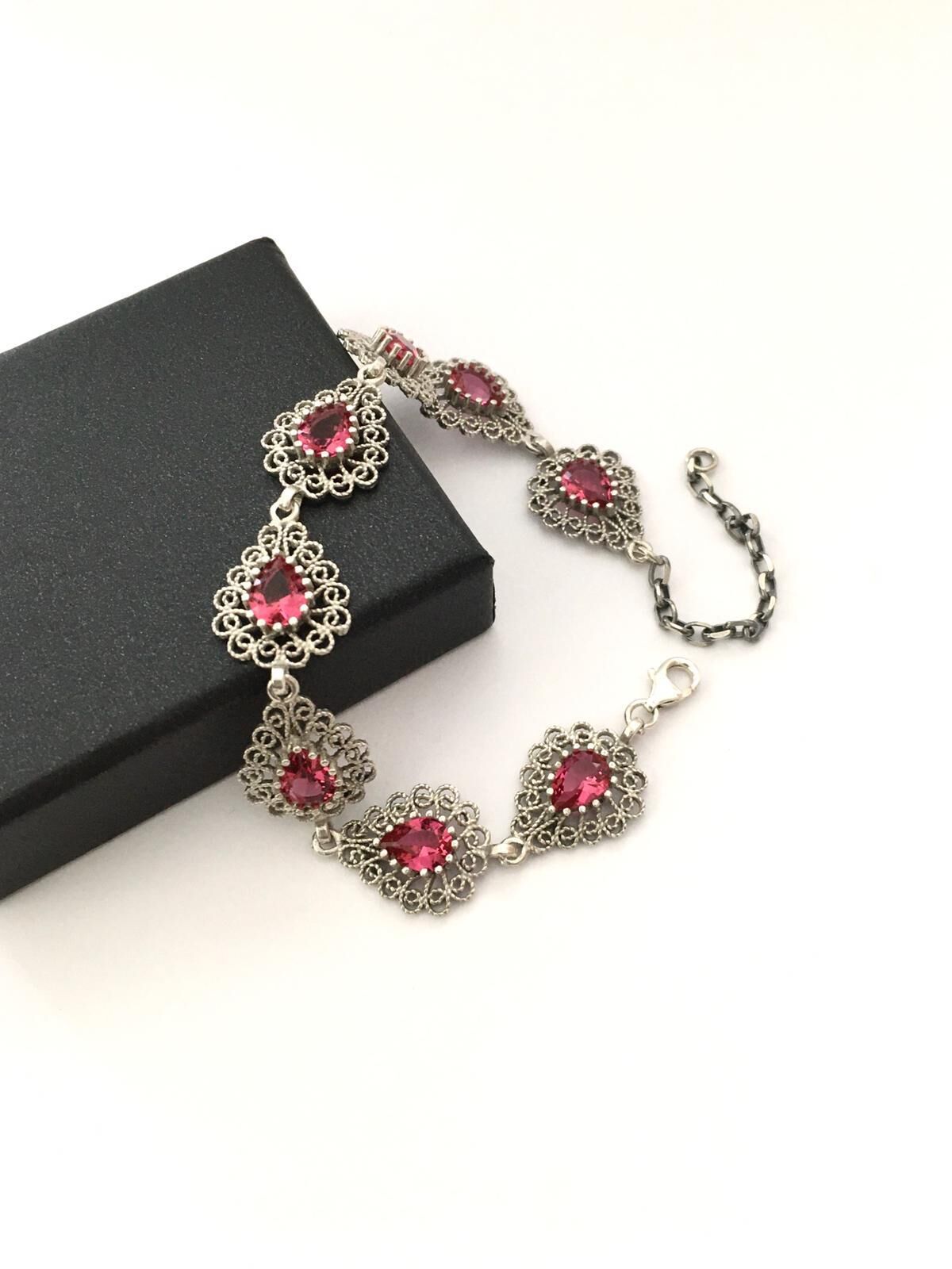 GÜMÜŞ PEMBE KUVARS OTANTİK BİLEKLİK