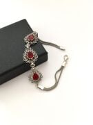 GÜMÜŞ YAKUT TAŞLI OTANTİK DAMLA BİLEKLİK