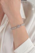 Gümüş Pırlanta Modeli Baget Zirkon Taşlı Rodyumlu Bileklik