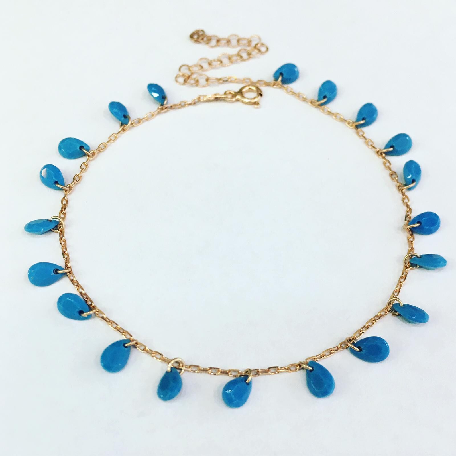 Gümüş ROSE BRONZ RENK DAMLA Turkuaz Taşlı HALHAL