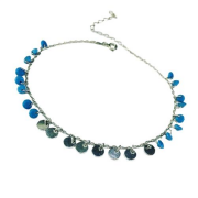 925 Ayar Gümüş  Turkuaz Taşlı Pullu Halhal