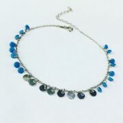 925 Ayar Gümüş  Turkuaz Taşlı Pullu Halhal