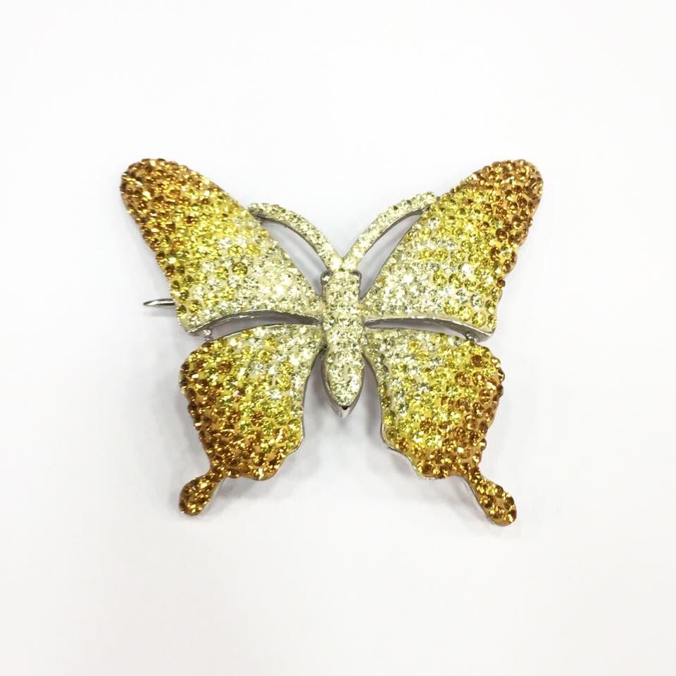 925 GÜMÜŞ SWAROVSKİ TAŞLI KELEBEK BROŞ YAKA İĞNESİ