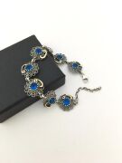 GÜMÜŞ AKUAMARİN TAŞLI VAV HARFİLİ BİLEKLİK