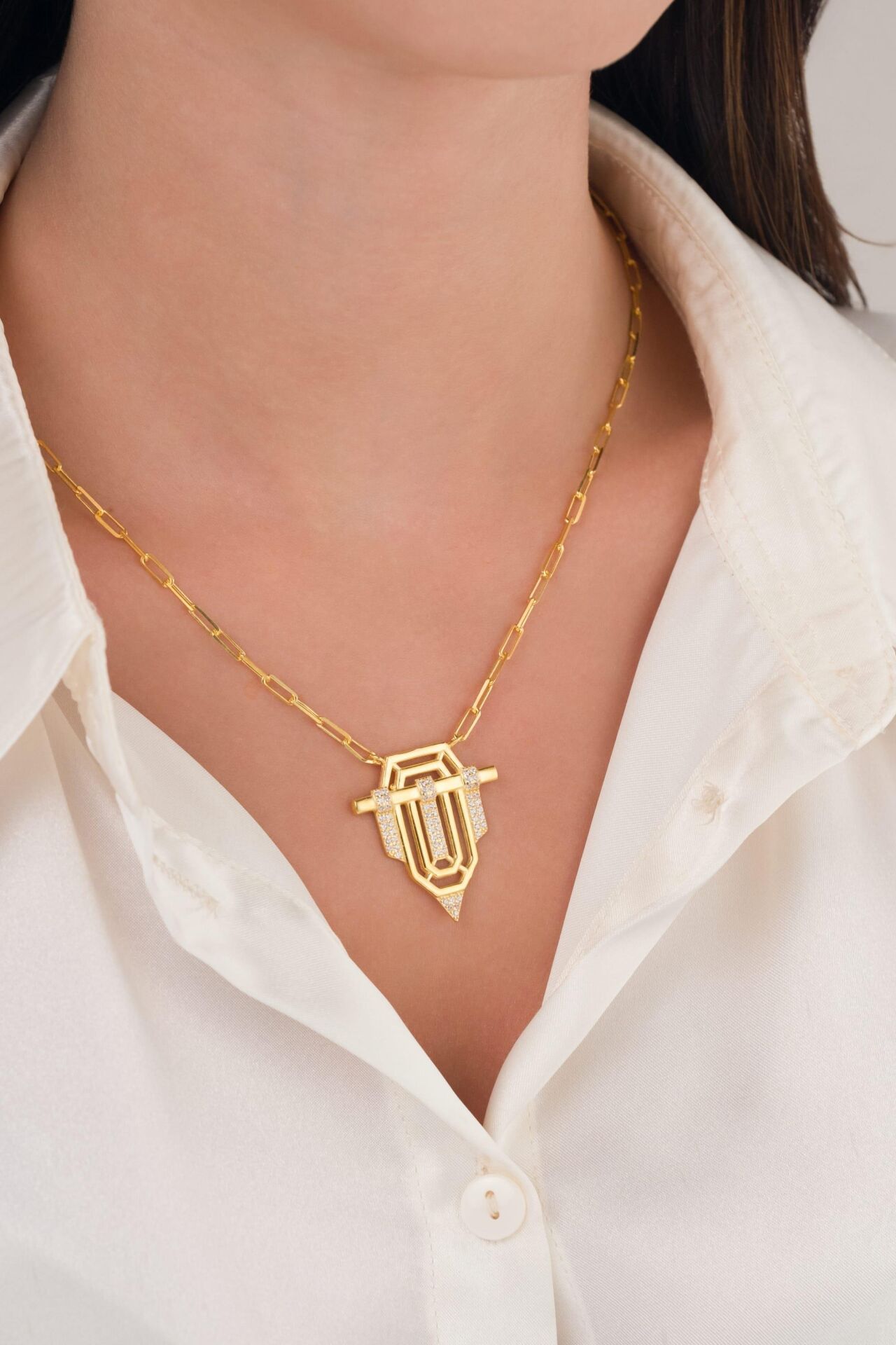 Gümüş Altın Kaplama Serenay Kolye