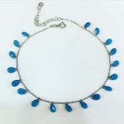 Gümüş Damla Turkuaz Taşlı Halhal