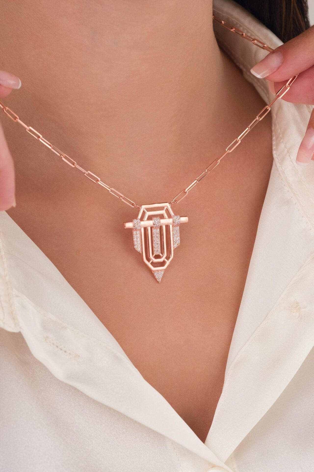 Gümüş Rose Kaplama Serenay Kolye