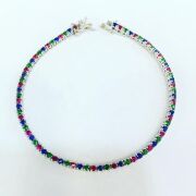 Gümüş Zirkon Taşlı Renkli Su Yolu Bileklik