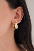 925 Ayar Gümüş 20 mm Altın Gold Mat Kaplama Şarnel HALKA  KÜPE
