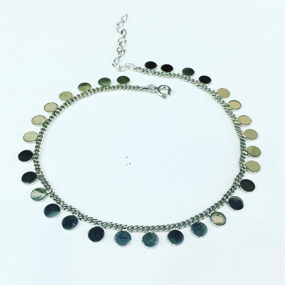 Gümüş Yuvarlak Pullu Halhal