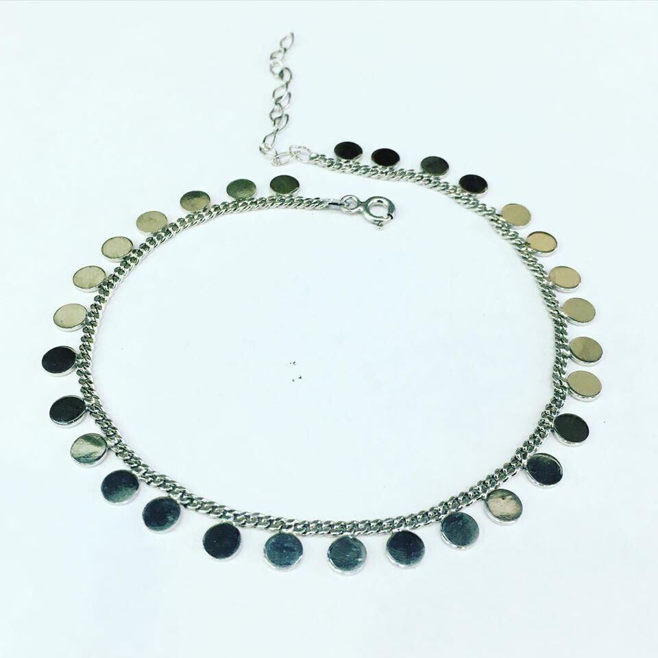 Gümüş Yuvarlak Pullu Halhal