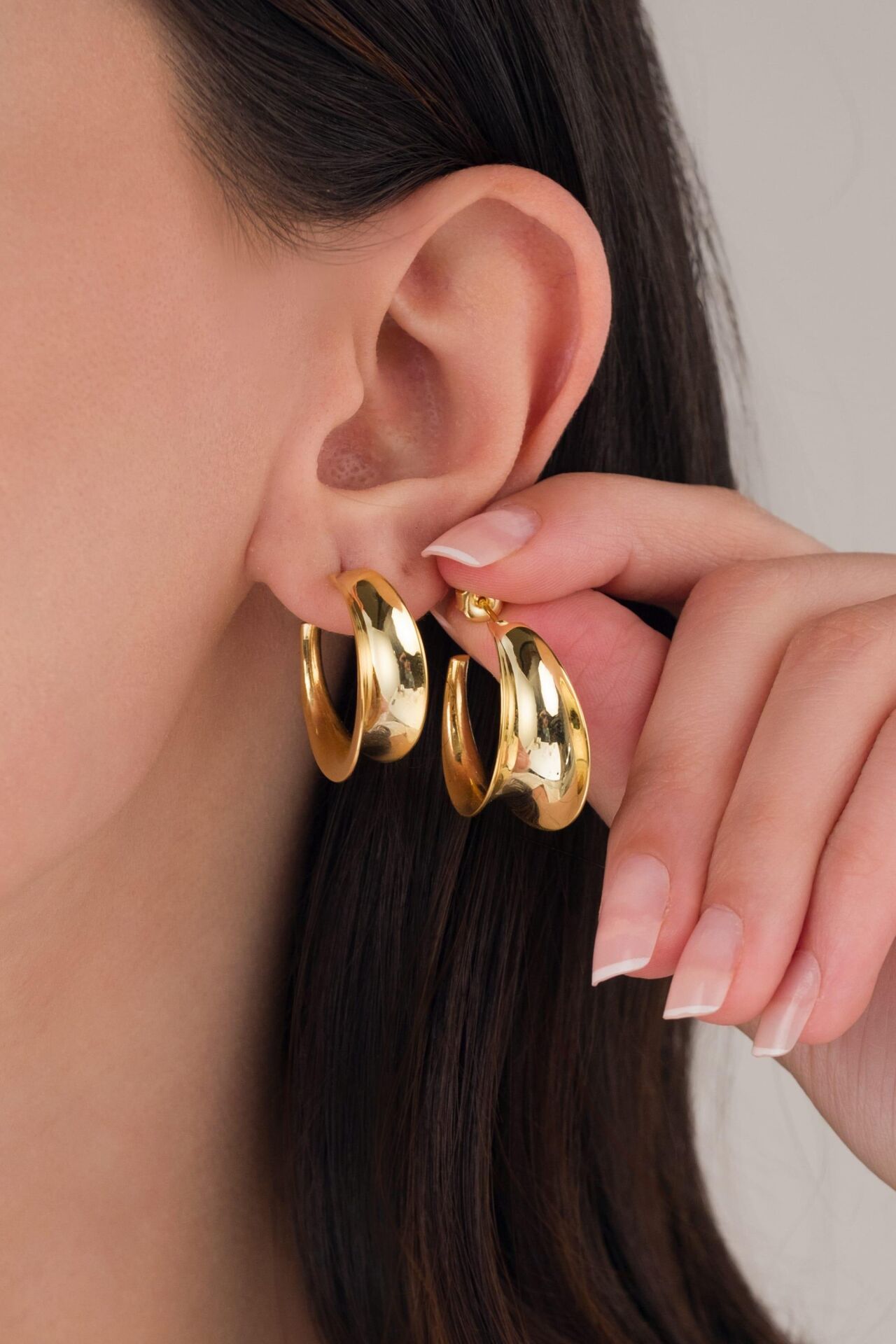 925 Ayar Gümüş 20 mm Altın Gold Kaplama Şarnel HALKA  KÜPE