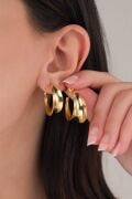 925 Ayar Gümüş 20 mm Altın Gold Kaplama Şarnel HALKA  KÜPE
