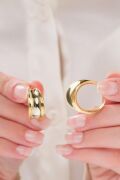 925 Ayar Gümüş 20 mm Altın Gold Kaplama Şarnel HALKA  KÜPE