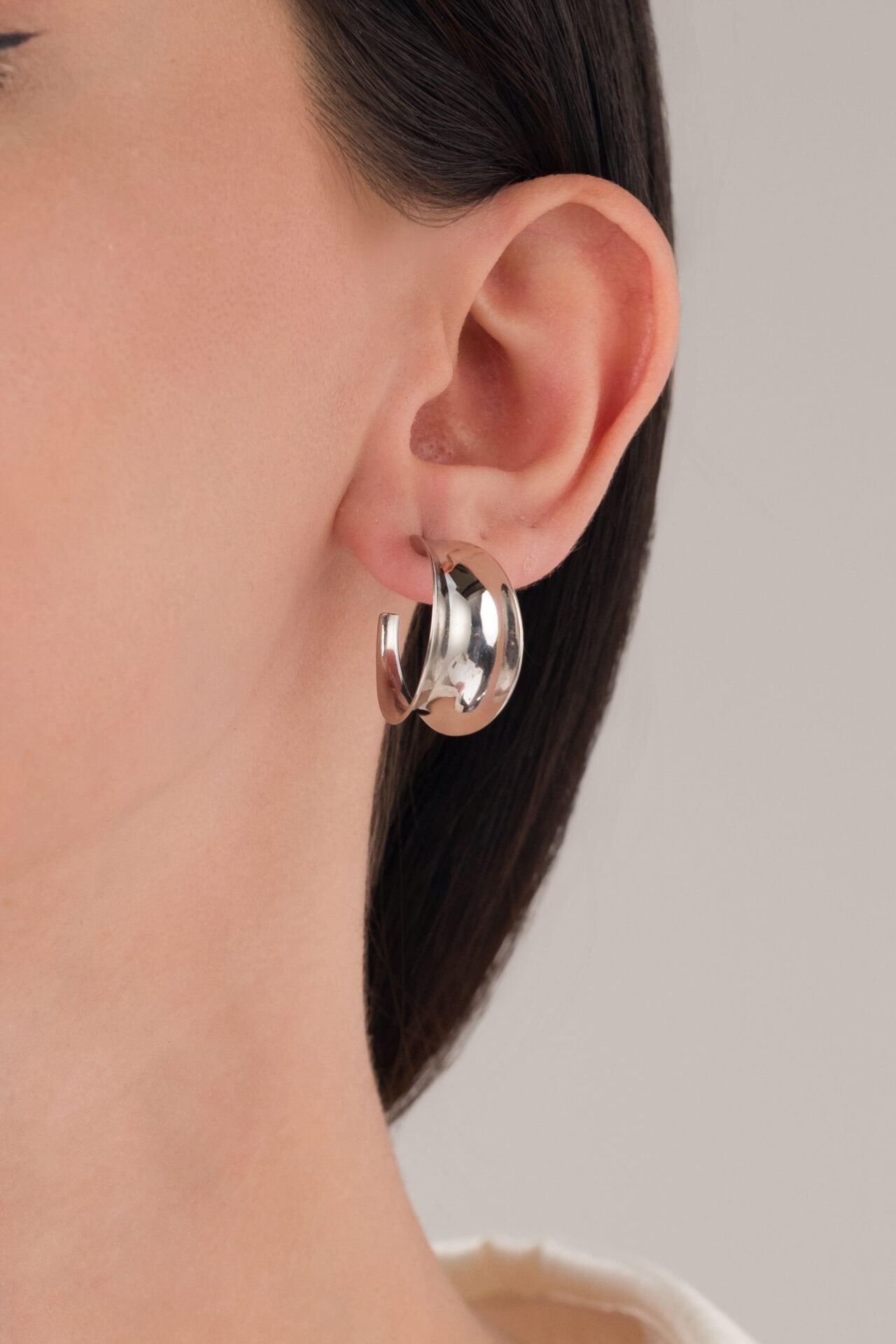 925 Ayar Gümüş 20 mm Rodyum Kaplama Şarnel HALKA  KÜPE