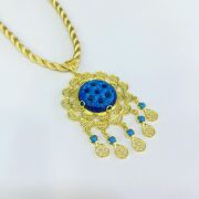 925 AYAR GÜMÜŞ SÜRYANİ NAZAR BONCUĞU ALTIN KAPLAMA KOLYE