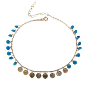 Gümüş Rose Turkuaz Taşlı Pullu Halhal