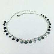 Gümüş Siyah Zirkon Taşlı Pullu Halhal