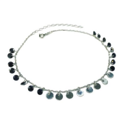 Gümüş Siyah Zirkon Taşlı Pullu Halhal