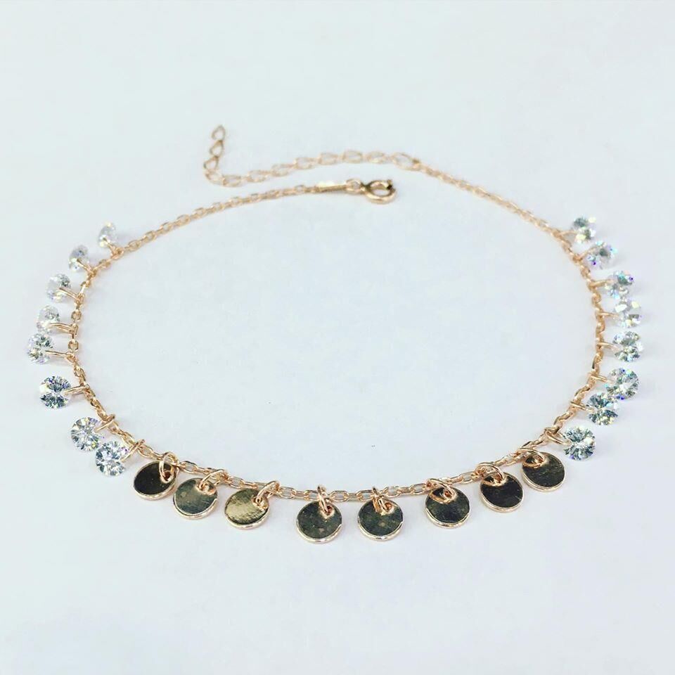 Gümüş Rose Zirkon Taşlı Ve Pullu Halhal