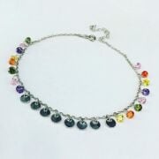 Gümüş Renkli Zirkon Taşlı Ve Pullu Halhal