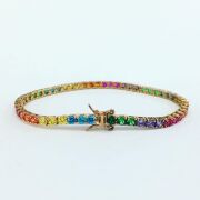 GÜMÜŞ  ZİRKON TAŞLI RENKLİ SU YOLU BİLEKLİK