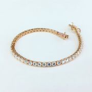 GÜMÜŞ ROSE BRONZ RENK ZİRKON TAŞLI SU YOLU BİLEKLİK