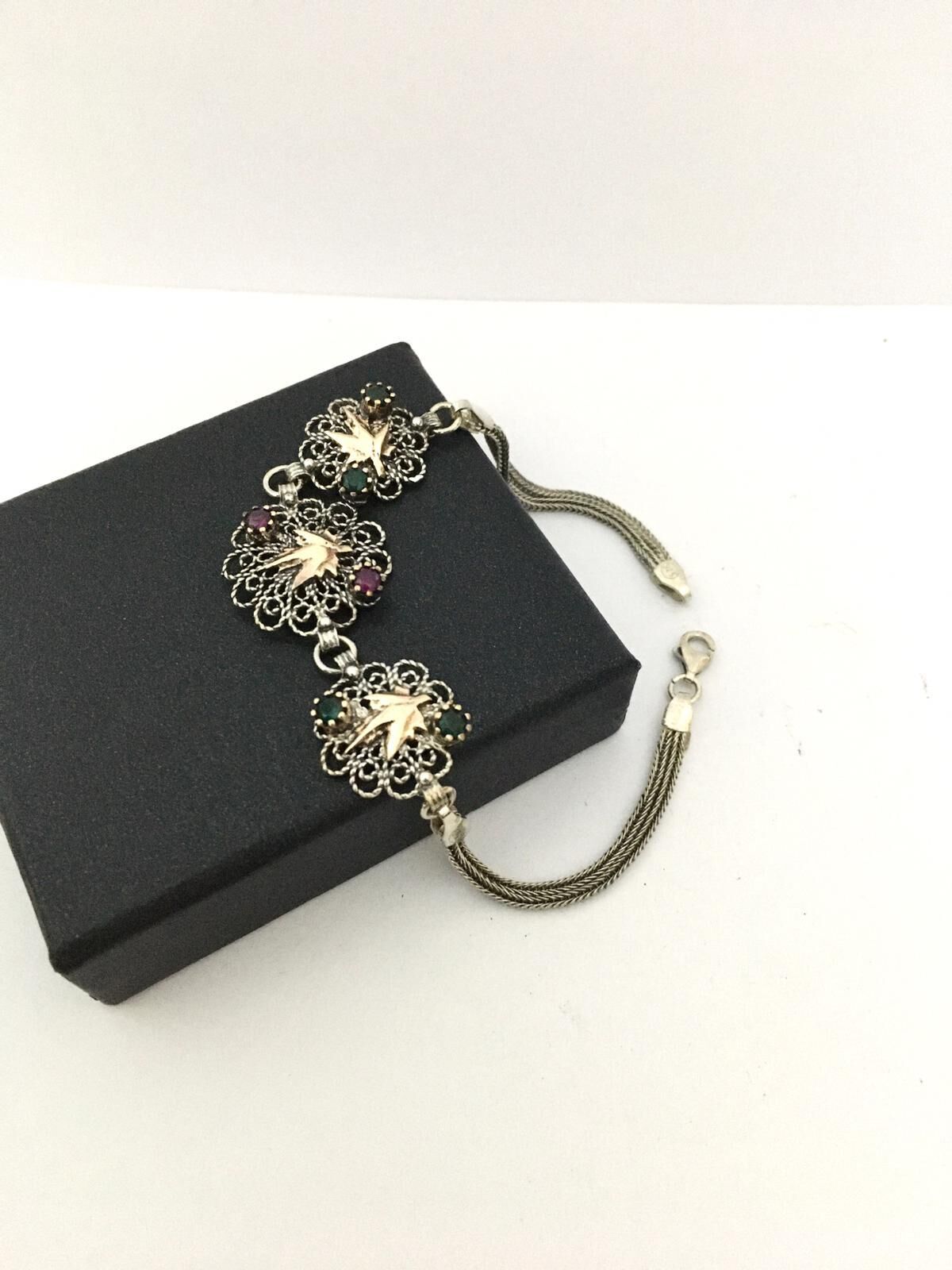 GÜMÜŞ TELKARİ YAPRAK DESENLİ BİLEKLİK