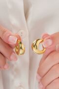 22 mm GÜMÜŞ Altın Gold Kaplama Bombeli Yarım Halka Şarnel KÜPE