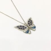 925 AYAR GÜMÜŞ MAVİ KELEBEK KOLYE