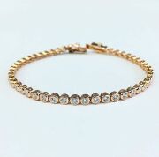 GÜMÜŞ ROSE BRONZ RENK ZİRKON TAŞLI SU YOLU BİLEKLİK