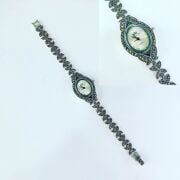 GÜMÜŞ MARKAZİT TAŞLI OVAL SAAT