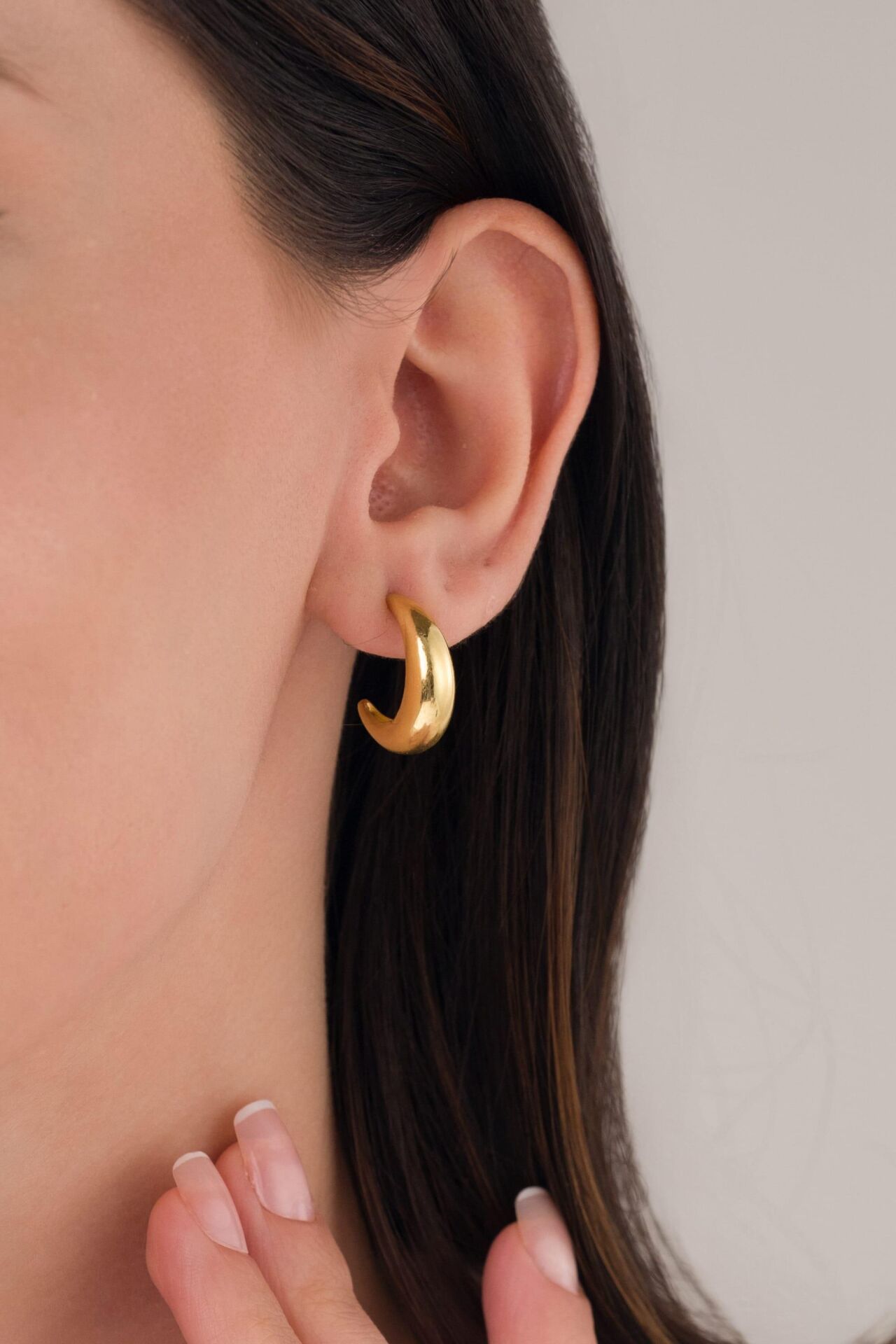 20 mm GÜMÜŞ ALTIN Kaplama Göz Yaşı Damlası Şarnel Yarım Halka KÜPE