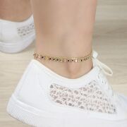 GÜMÜŞ ALTIN KAPLAMA RENKLİ ZİRKON TAŞLI HALHAL