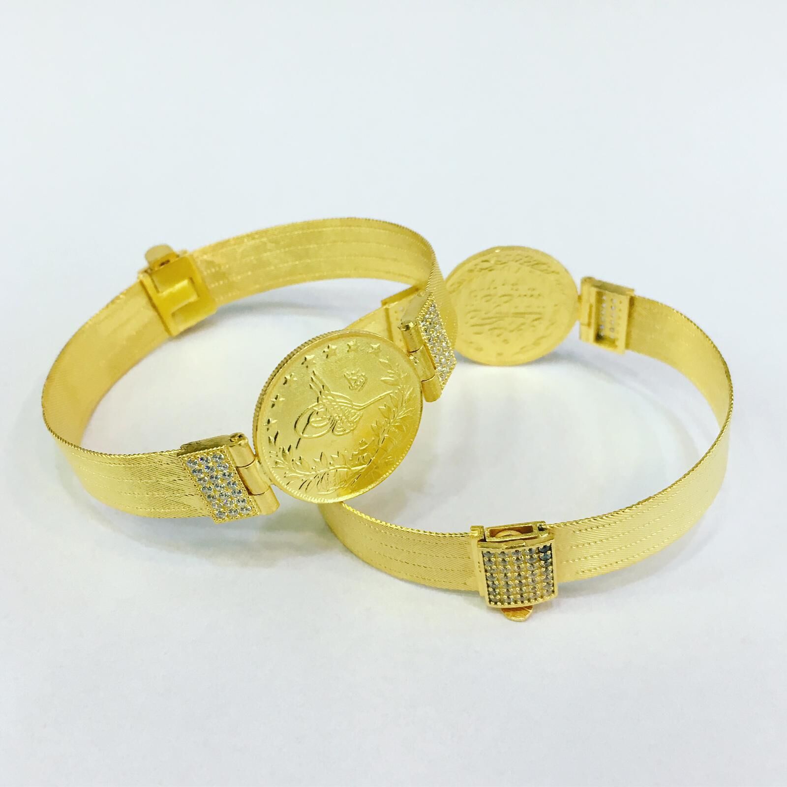 925  GÜMÜŞ OSMANLI PARASI ALTIN KAPLAMALI HASIR BİLEZİK