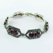 GÜMÜŞ MARKAZİT VE LAL GRANET TAŞLI BİLEKLİK