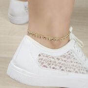 GÜMÜŞ ALTIN KAPLAMA GOLD RENKLİ ZİRKON TAŞLI ÜÇGEN HALHAL