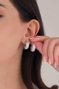 18 mm GÜMÜŞ MAT KAPLAMA Bombeli Yarım Halka Şarnel KÜPE