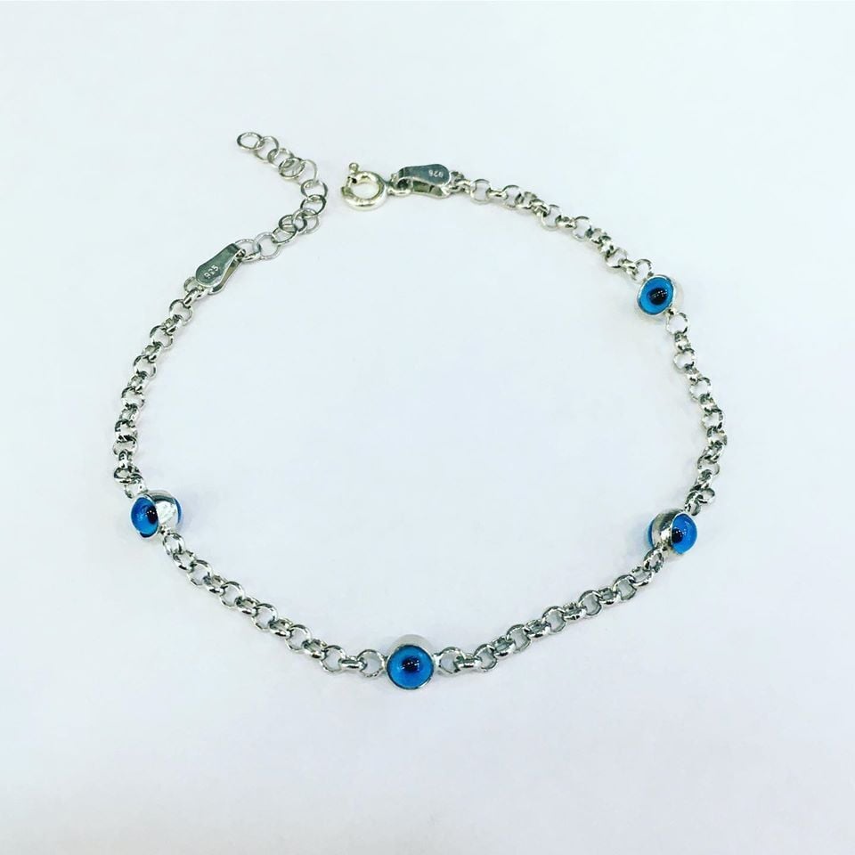 GÜMÜŞ NAZAR BONCUKLU GÖZ BİLEKLİK